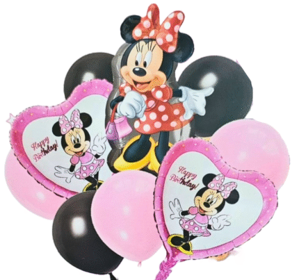 MPS MY PARTY SUPPLIERS® Set of 9 cartoon Mouse Birthday Decorations, Festive Latex Balloons Set, Fantasy Party Supplies for Kids Boys and Girls, latex Balloon minnie mouse heart shaped balloons