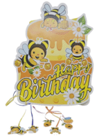 MY PARTY SUPPLIERS Honey Bee Pinata, Happy Bithday Khoi Bag, Bee Pull String Pinata/Party Pinata/Goodies Bag, Yellow Honey Bee Pinata, Kids Bee Themed Birthday Party Supplies, Animal Theme Parties