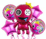 MPS MY PARTY SUPPLIERS® Set of 5 Pink Rainbow Friends Action Figures Foil Balloons for Decoration Rainbow Friends Theme Gift For Holidays Birthdays & Special Occasions Animal Balloons (dark pink)