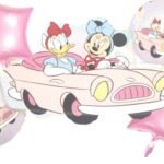 MPS My Party Suppliers Beautiful Combo Set of 5 Minnie Mouse and Daisy Duck in Car Foil Balloons for birthday decoration, Baby Shower, Events Decoration. Minnie Mouse foil balloon. Car balloon.