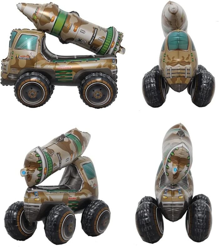 MPS My Party Suppliers 1pc Self Standing Missile truck Foil Balloon, Truck balloon with army print, Army theme Decoration, Military theme decoration balloons, Party foil balloon, Tansportation theme - Image 2