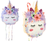 MPS MY PARTY SUPPLIERS® 1pc Unicorn Pull String Pinata Unicorn Face Theme Khoi Bag Kids Party Goodie Bags Rainbow Theme Party Supplies for Girls Princess Theme Party Decoration Animal Pinata