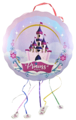 MPS MY PARTY SUPPLIERS® 1pc Princess Castle Pull String Round Shaped Pinata Princess Fairy Khoi Bag Kids Party Goodie Bags Rainbow Theme Party Supplies for Girls princess Theme Birthday Decoration - Image 5