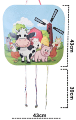 MPS MY PARTY SUPPLIERS® 1pc Farm Animal Theme Pull String Square Shaped Pinata Khoi Bag Kids Party Goodie Bags Animal Theme Party Supplies for Children Farm Theme Birthday Decoration - Image 3