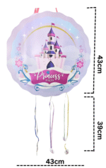 MPS MY PARTY SUPPLIERS® 1pc Princess Castle Pull String Round Shaped Pinata Princess Fairy Khoi Bag Kids Party Goodie Bags Rainbow Theme Party Supplies for Girls princess Theme Birthday Decoration - Image 2