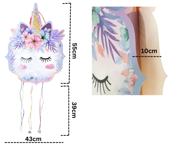 MPS MY PARTY SUPPLIERS® 1pc Unicorn Pull String Pinata Unicorn Face Theme Khoi Bag Kids Party Goodie Bags Rainbow Theme Party Supplies for Girls Princess Theme Party Decoration Animal Pinata - Image 3