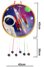 MPS MY PARTY SUPPLIERS® 1pc Space Pull String Round Shaped Pinata Astronaut Rocket Print Khoi Bag Kids Party Goodie Bags Space Theme Party Supplies for boys Outer Space Theme Birthday Decoration - Image 4