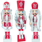 15-Inch Standing Nutcracker King | Red & White Musical Christmas Soldier with USB Charging | Holiday Decoration Ornament | Rotating Musical Nutcracker Plays Jingle Bells (Design -3) - Image 2