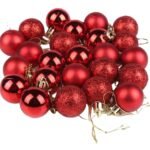 27pcs Christmas Decorations Hanging Balls (4cms) for Christmas Tree Decoration Item, Fancy Xmas Decor, Shatterproof Xmas Tree Decor Balls (RED)