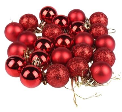 27pcs Christmas Decorations Hanging Balls (4cms) for Christmas Tree Decoration Item, Fancy Xmas Decor, Shatterproof Xmas Tree Decor Balls (RED)