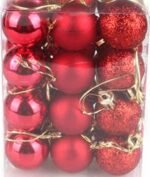 27pcs Christmas Decorations Hanging Balls (4cms) for Christmas Tree Decoration Item, Fancy Xmas Decor, Shatterproof Xmas Tree Decor Balls (RED) - Image 2
