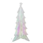 1pc Iridescent Self-Standing Christmas Tree Foil Balloon, 183×76×76cm | Holographic Xmas Tree Shape Foil Balloon for Christmas Decorations, Holiday Party Decor