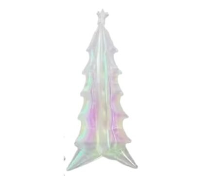 1pc Iridescent Self-Standing Christmas Tree Foil Balloon, 183×76×76cm | Holographic Xmas Tree Shape Foil Balloon for Christmas Decorations, Holiday Party Decor