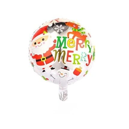round foil balloon with merry christmas print, merry christmas Balloons decorations, Christmas festive Decor, xmas balloon decorations (white merry xmas)