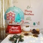 set of 5 merry christmas foil balloon, dome Shape Foil Balloons decorations, Christmas festive Decor, xmas balloon decorations, merry christmas round balloon multicolor - Image 2