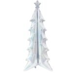 1pc Silver Self-Standing Christmas Tree Foil Balloon, 183×76×76cm | Metallic Tree Shape Foil Balloon for Xmas Party Decorations, Holiday Home Decor, Merry Christmas Balloon