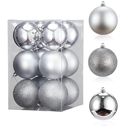 12pcs Christmas Decorations Hanging Balls (3cms) for Christmas Tree Decoration Item, Fancy Xmas Decor, Shatterproof Xmas Tree Decor Balls (Silver)
