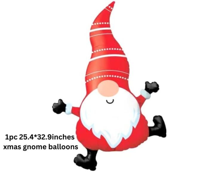 Set of 5 Christmas Gnome foil balloon, red Star Foil Balloons decorations, Christmas festive Decor, xmas balloon decor, merry xmas santa decor, santa balloons, round balloon - Image 2