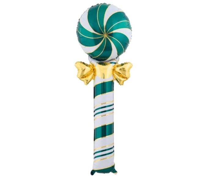 1pc Christmas balloons, 58inches Green Striped Lollipop with Ribbon Foil Balloon, lollipop Shape Foil Balloons decorations, Christmas Decorations - Image 1