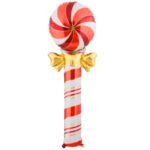 1pc Christmas balloons, 58inches Red Striped Lollipop with Ribbon Foil Balloon, lollipop Shape Foil Balloons decorations, Christmas Decorations (Copy)