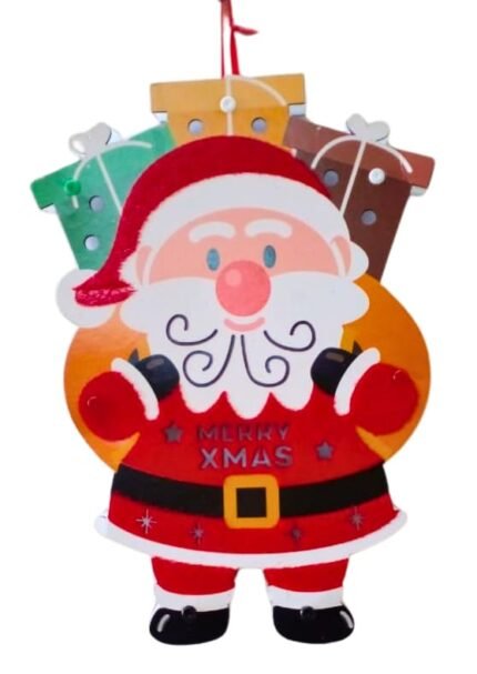 1pc Christmas Hanging Ornaments, Wooden Santa Claus LED Hanging, Xmas Ornaments Santa Claus, Christmas Tree Decorations Items, Merry Christmas Santa Claus Toys