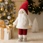 35inch Christmas Gnome Plush Decoration | Santa Gnome Figurine with Red Hat & White Fur Coat | Standing Nordic Tomte Xmas Doll for Home Décor, Tabletop Display & Holiday Decoration - Image 4