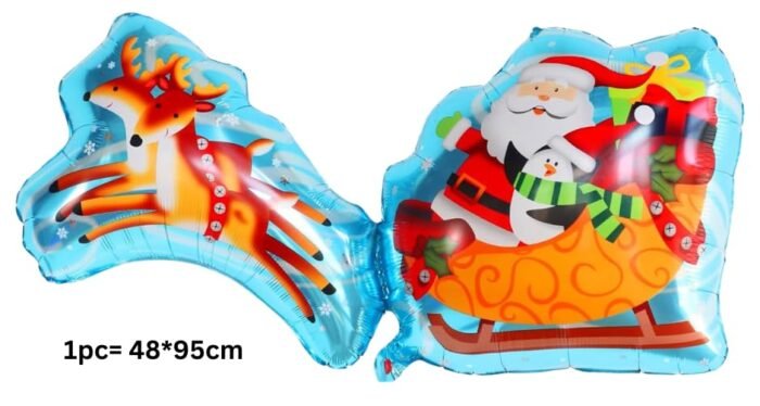 1pc Santa Claus, reindeer and sleigh foil balloon, Santa Claus Balloons, Christmas festive Decor, merry xmas santa balloons, christmas balloons - Image 4