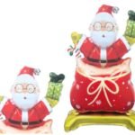 1pc Self standing Santa Claus Christmas foil balloon, waving hand Santa Claus Balloons, Christmas festive Decor, merry xmas santa balloons (red santa in xmas sack 34 * 63cm)