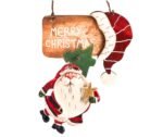 1pc Christmas Hanging ornaments, Wooden Santa claus hanging - Image 2