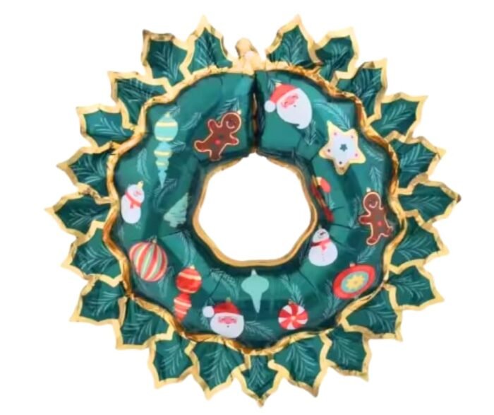1pc 80 * 67cm green Christmas wreath hanging foil balloon, Foil Balloons decorations, Christmas festive Decor, xmas balloon decorations, merry christmas balloon - Image 3