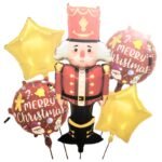 Set of 5 nutcracker foil balloon, christmas Balloons, star balloons, Christmas festive Decor, xmas balloon decorations