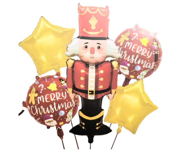 Set of 5 nutcracker foil balloon, christmas Balloons, star balloons, Christmas festive Decor, xmas balloon decorations - Image 1