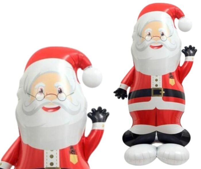 1pc Self standing Santa Claus Christmas foil balloon, waving hand Santa Claus Balloons, Christmas festive Decor, merry xmas santa balloons (red santa with glasses 58inches) - Image 4