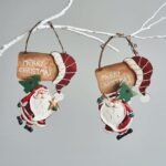 1pc Christmas Hanging ornaments, Wooden Santa claus hanging - Image 3