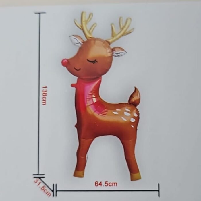54 Inch Self Standing Deer Foil Balloon | 3D Reindeer Shape Foil Balloon for Christmas Decoration | Giant Xmas Reindeer Balloon for Merry Christmas Party Decor - Image 2