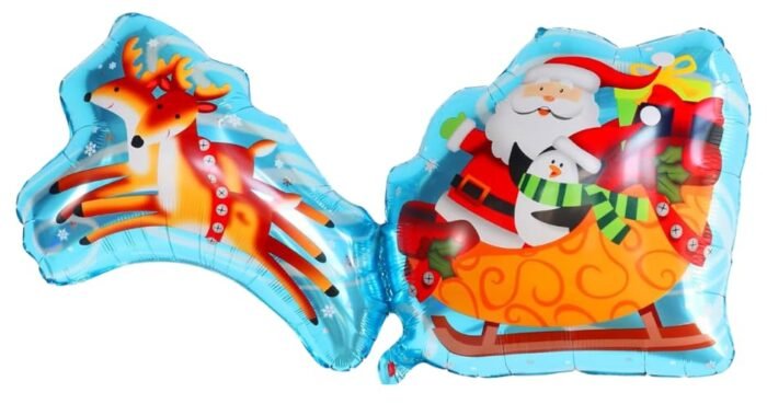 51JpcYKzzsL 1pc Santa Claus, reindeer and sleigh foil balloon, Santa Claus Balloons, Christmas festive Decor, merry xmas santa balloons, christmas balloons - Image 1