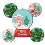 set of 5 merry christmas foil balloon, dome Shape Foil Balloons decorations, Christmas festive Decor, xmas balloon decorations, merry christmas round balloon multicolor