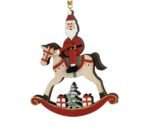 1pc Santa Sitting On White Rocking Horse | Wooden - Image 3