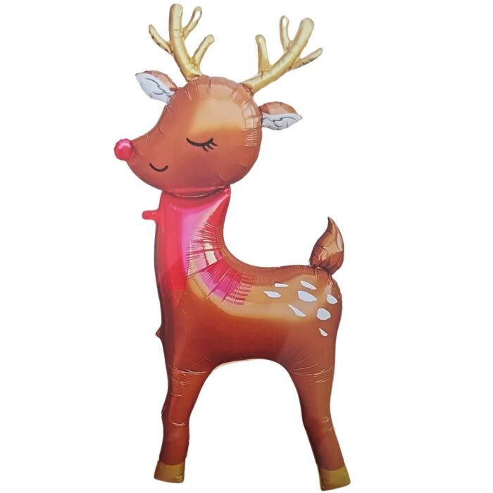 54 Inch Self Standing Deer Foil Balloon | 3D Reindeer Shape Foil Balloon for Christmas Decoration | Giant Xmas Reindeer Balloon for Merry Christmas Party Decor - Image 1
