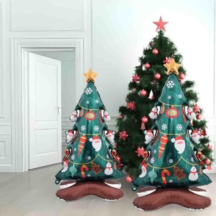 47inch Self Standing Christmas tree Foil Balloon Decorations Tree with Star Balloons Standing Tree Balloons for Christmas Themed Party Supplies Decorations