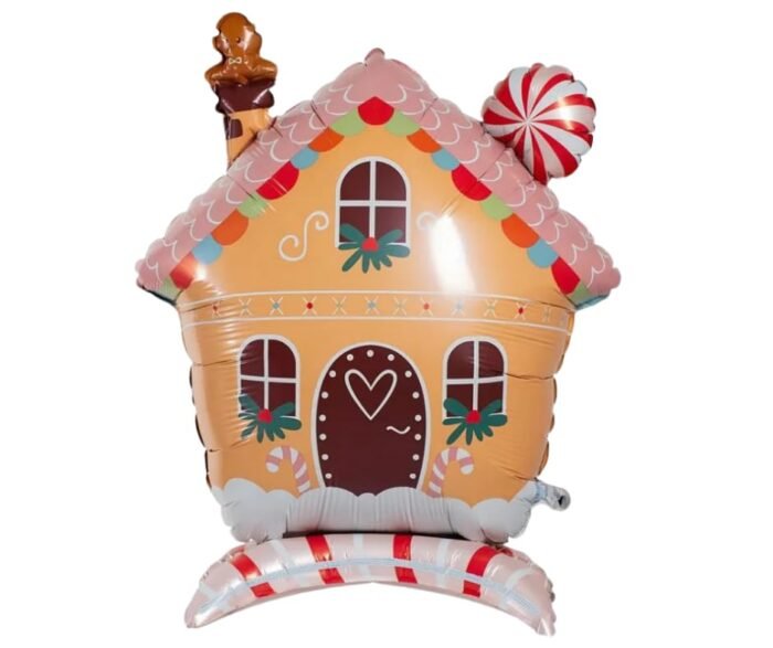1pc 74*53cm Self Standing Gingerbread House foil balloon, house/hut Shape Foil Balloons decorations, Christmas festive Decor, xmas balloon decorations, merry christmas balloon - Image 1