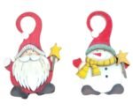 Set of 2 Christmas Hanging Ornaments, Wooden Santa Claus Snowman