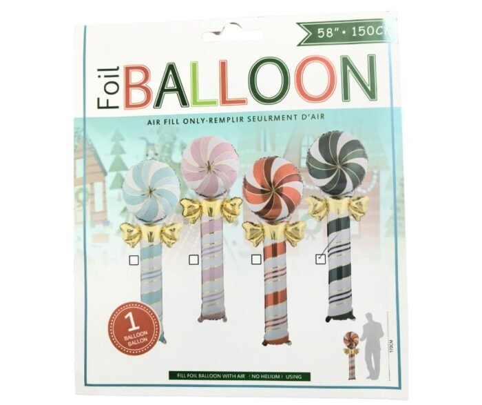 1pc Christmas balloons, 58inches Green Striped Lollipop with Ribbon Foil Balloon, lollipop Shape Foil Balloons decorations, Christmas Decorations - Image 2