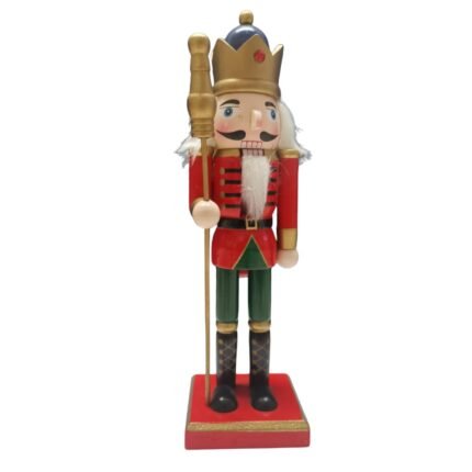 Red Wooden Nutcracker Soldier Figurine | 26 cm Handcrafted Christmas Decoration Showpiece | Classic Holiday Nutcracker Statue for Home Décor | Festive Xmas Display Collectible Gift (Red)