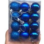 12Pcs Blue Christmas Balls Tree Decoration, Xmas Glitter Balls Party Ornament for Home