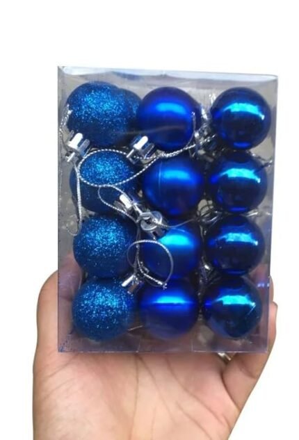12Pcs Blue Christmas Balls Tree Decoration, Xmas Glitter Balls Party Ornament for Home