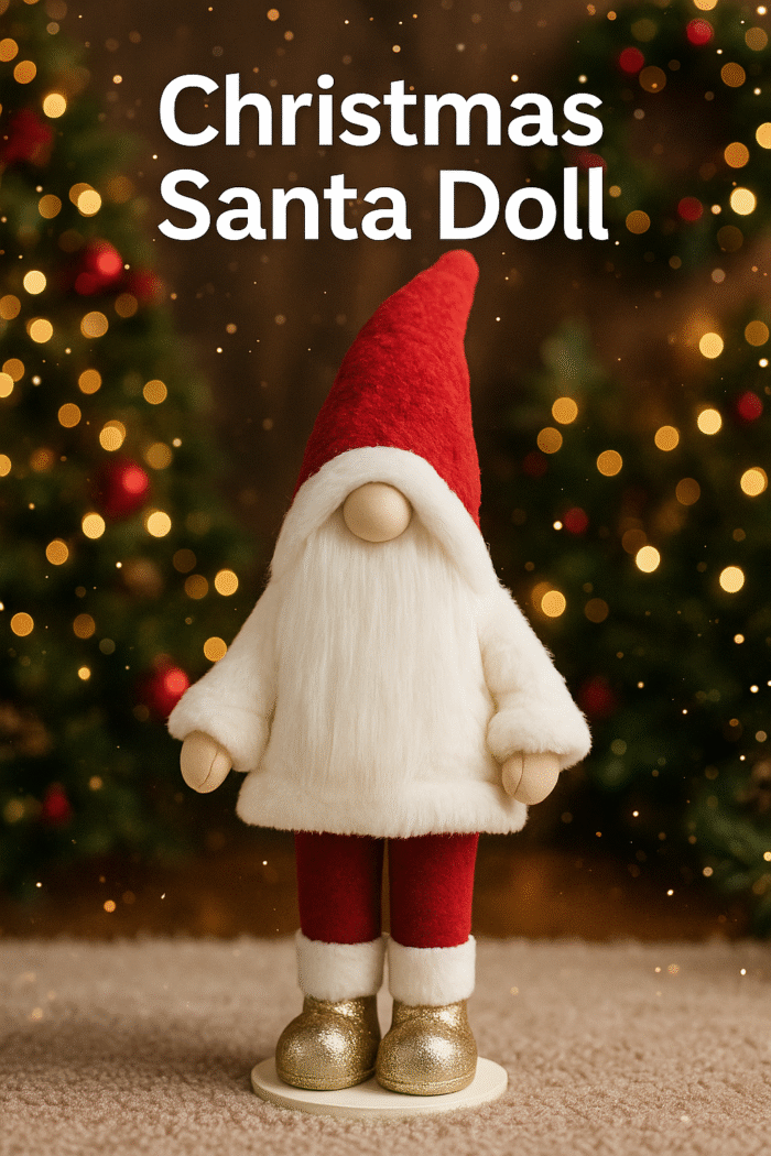 35inch Christmas Gnome Plush Decoration | Santa Gnome Figurine with Red Hat & White Fur Coat | Standing Nordic Tomte Xmas Doll for Home Décor, Tabletop Display & Holiday Decoration - Image 1