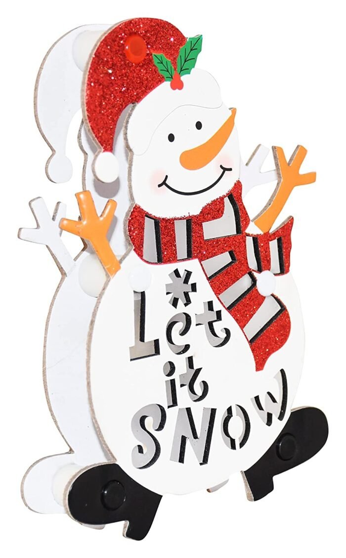 Jagmag® Lighted Whimsical Snowman let It Snow Christmas Yard Art Decoration/Snowman Hanging Ornaments - Image 3