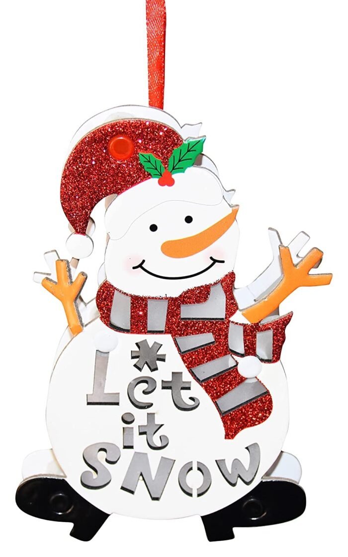 Jagmag® Lighted Whimsical Snowman let It Snow Christmas Yard Art Decoration/Snowman Hanging Ornaments - Image 2
