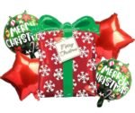 Set of 5 Christmas gift box foil balloon, red star Balloons decorations, Christmas festive Decor, xmas balloon decor, christmas theme, surprise box balloon